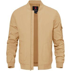 Men's Lightweight Stylish A1-Light Camel Casual Golf Varsity Bomber Jackets